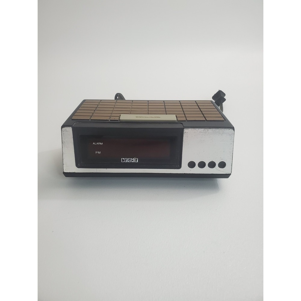 Vintage Cosmo E501 Digital Alarm Clock Space Age Faux Wood Retro